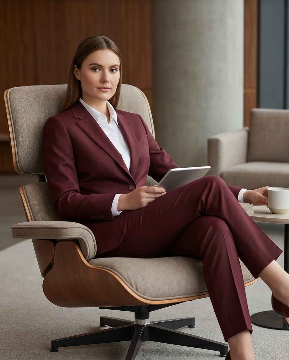 Luxe Tailored Women's Suits: The Executive Edit Burgundy