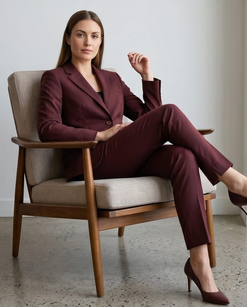 Luxe Tailored Women's Suits: The Executive Edit Burgundy