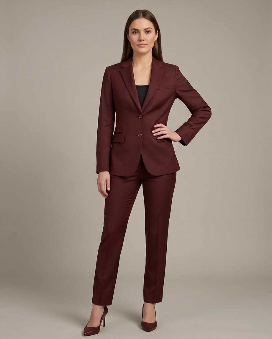 Luxe Tailored Women's Suits: The Executive Edit Burgundy
