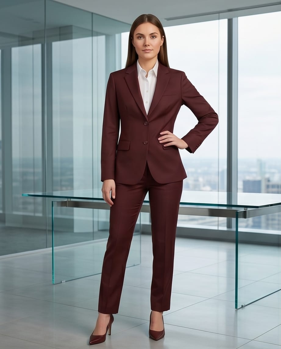 Luxe Tailored Women's Suits: The Executive Edit Burgundy