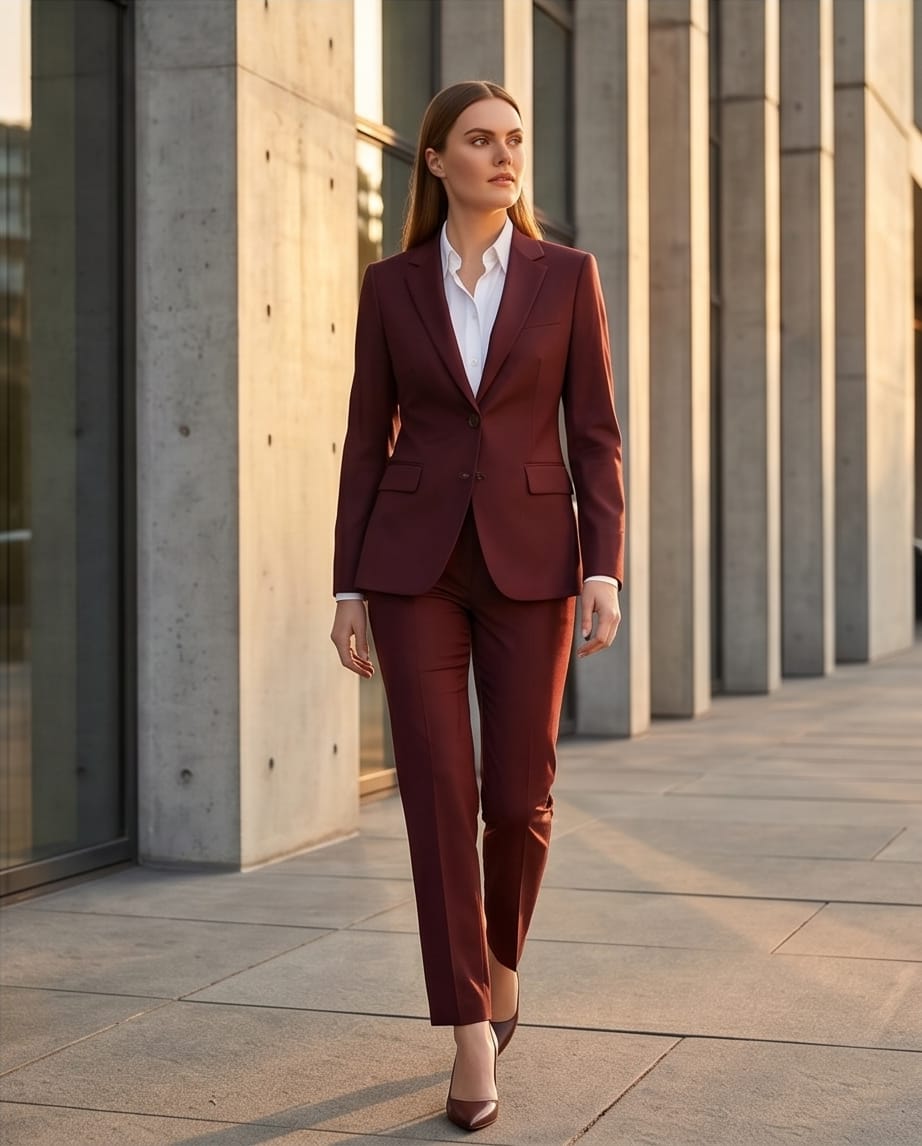 Luxe Tailored Women's Suits: The Executive Edit Burgundy