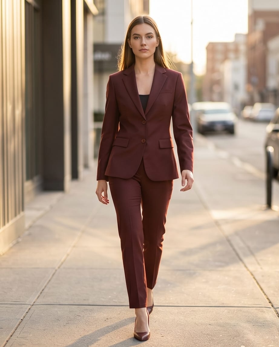 Luxe Tailored Women's Suits: The Executive Edit Burgundy