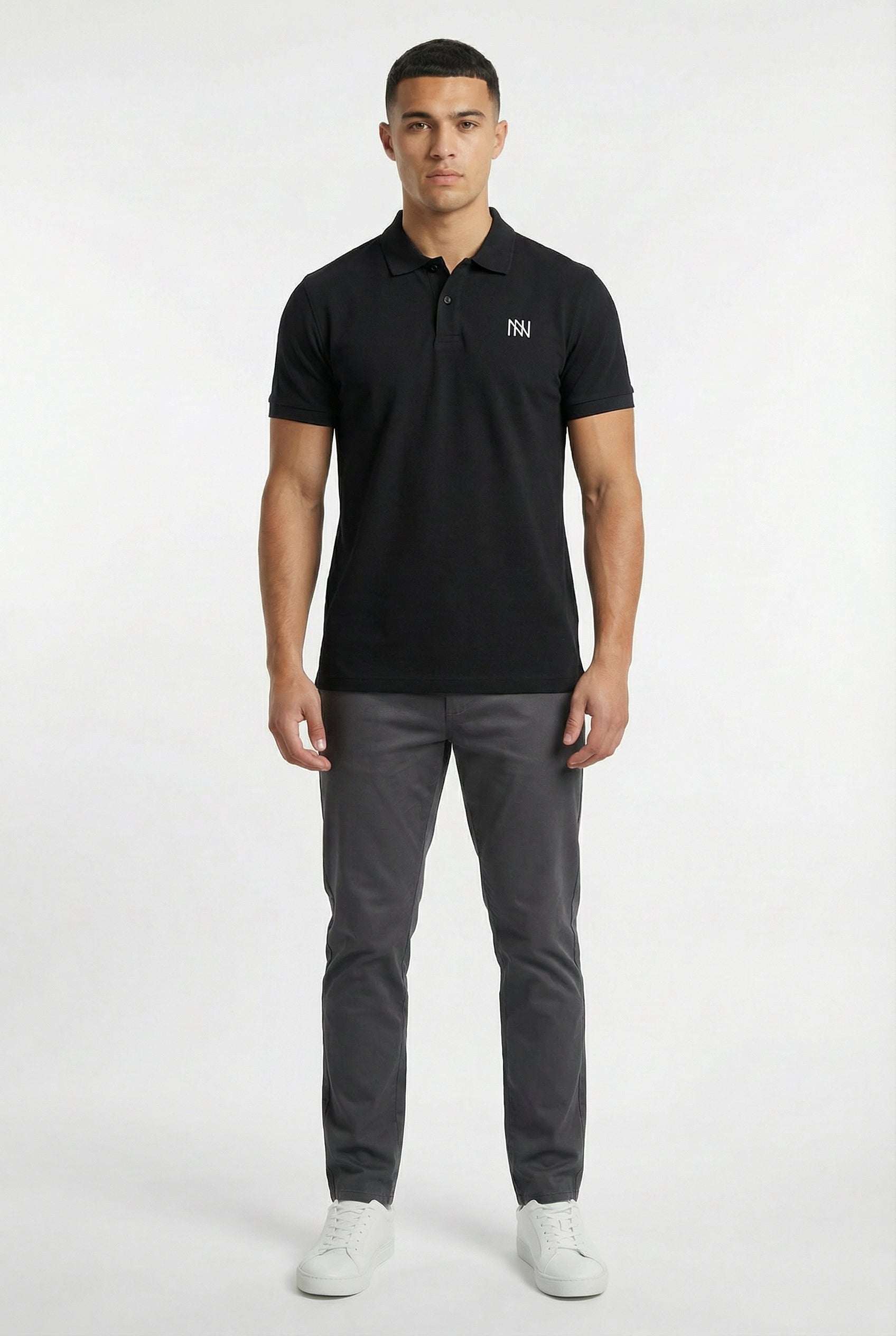 NN Prime Polo Shirt — Black — Indoor Shot