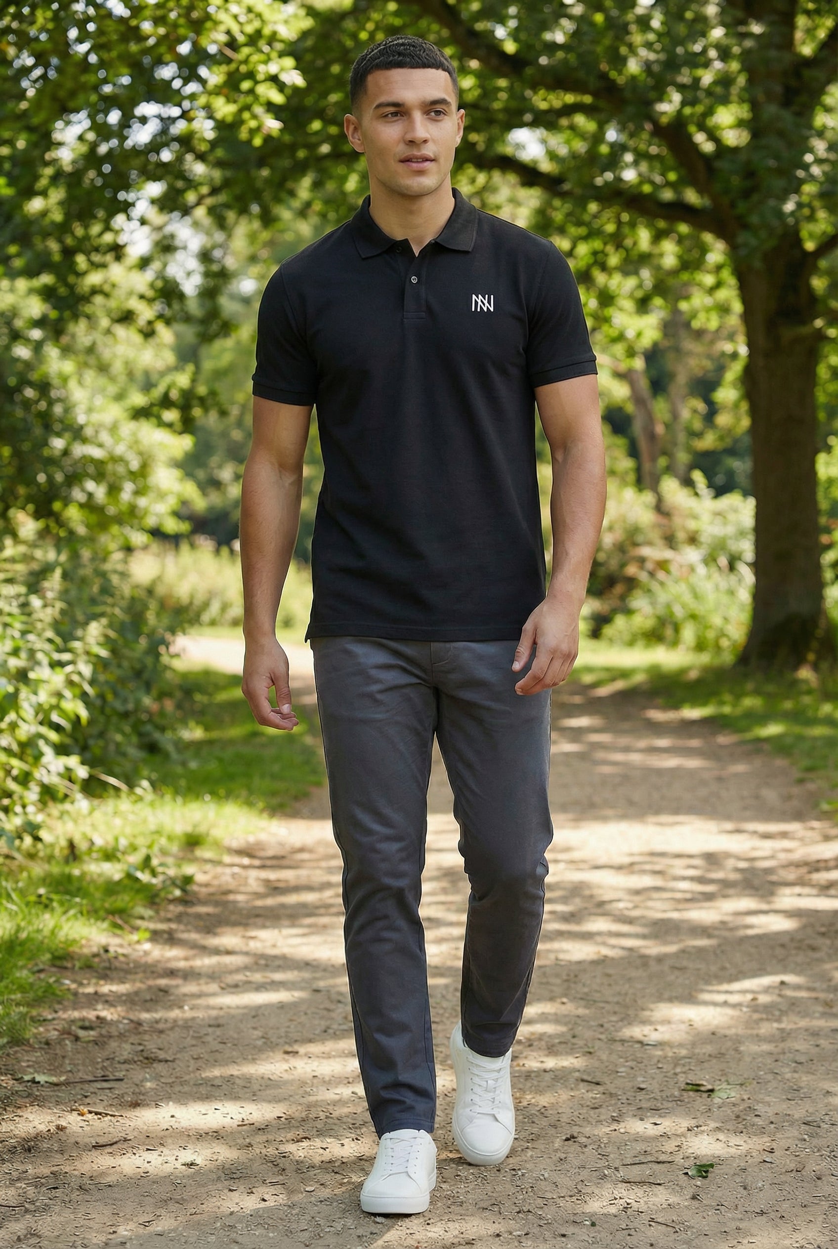NN Prime Polo Shirt — Black — Outdoor Shot