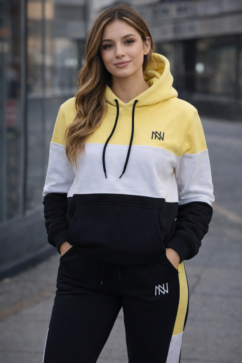 NN Prime Colour-Block Tracksuit — Yellow/White/Black (Women's)
