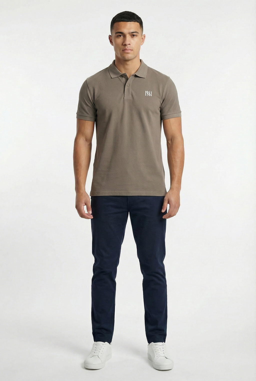 NN Prime Polo Shirt — Stone (Dark) — Indoor Shot