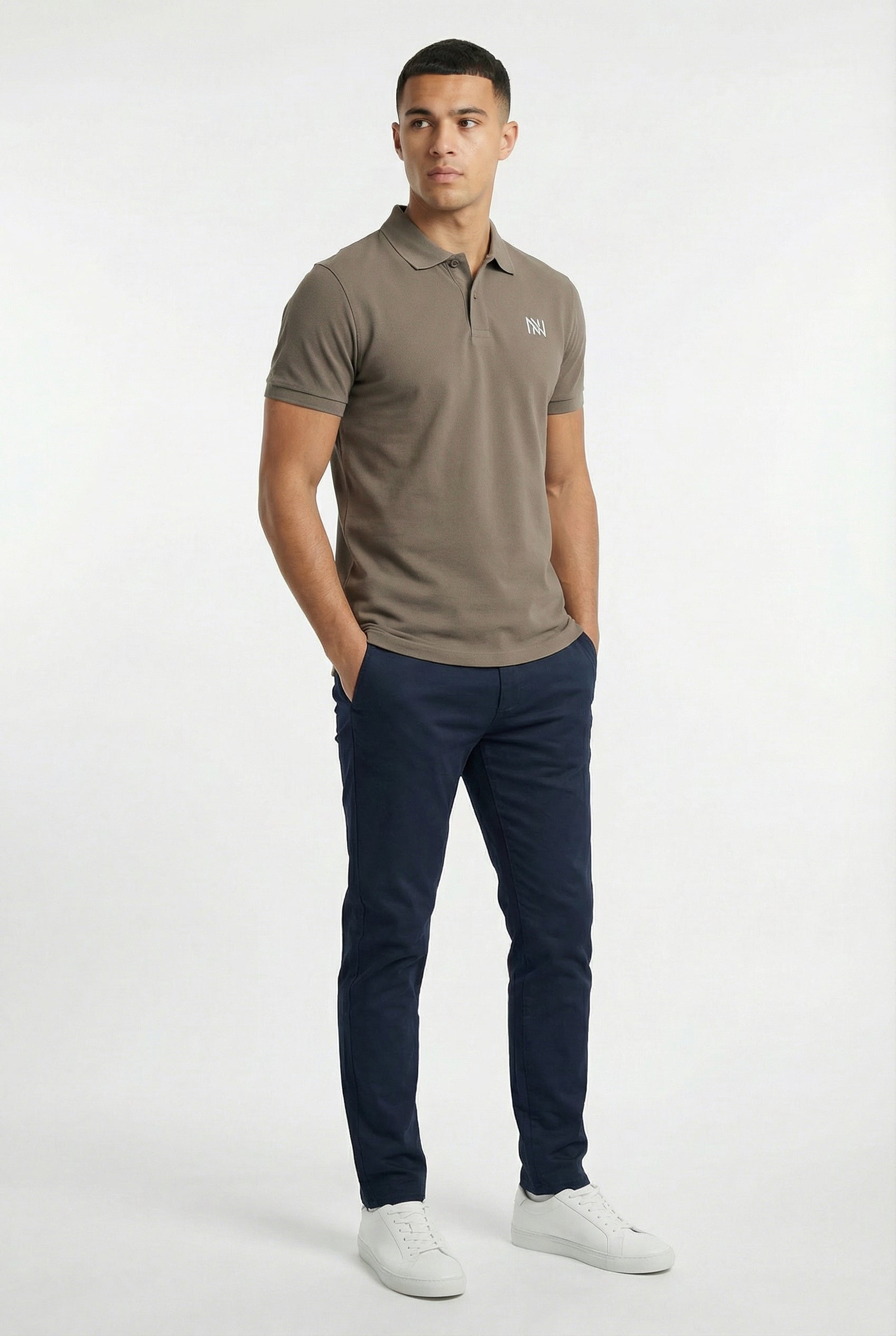 NN Prime Polo Shirt — Stone (Dark) — Indoor Shot