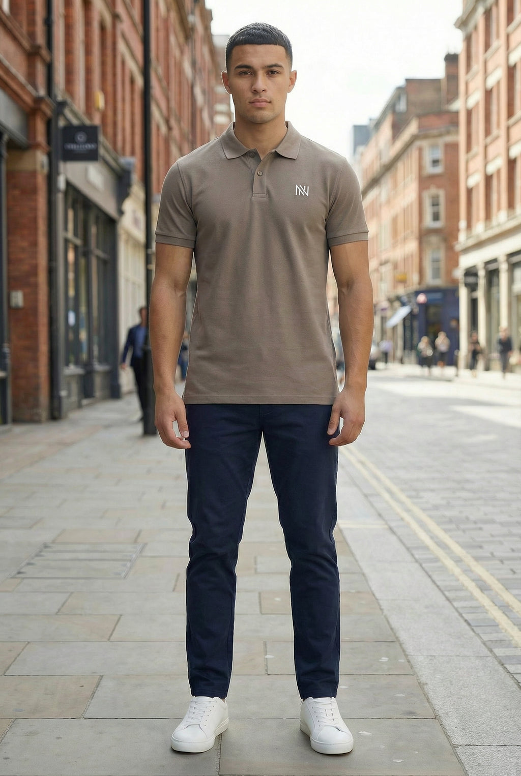 NN Prime Polo Shirt — Stone (Dark) — Outdoor Shot