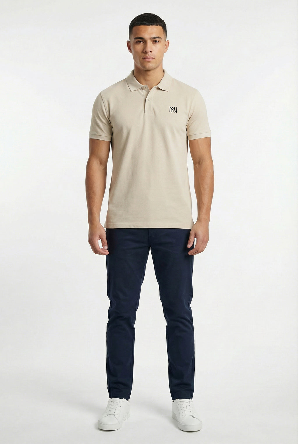 NN Prime Polo Shirt — Stone (Light) — Indoor Shot
