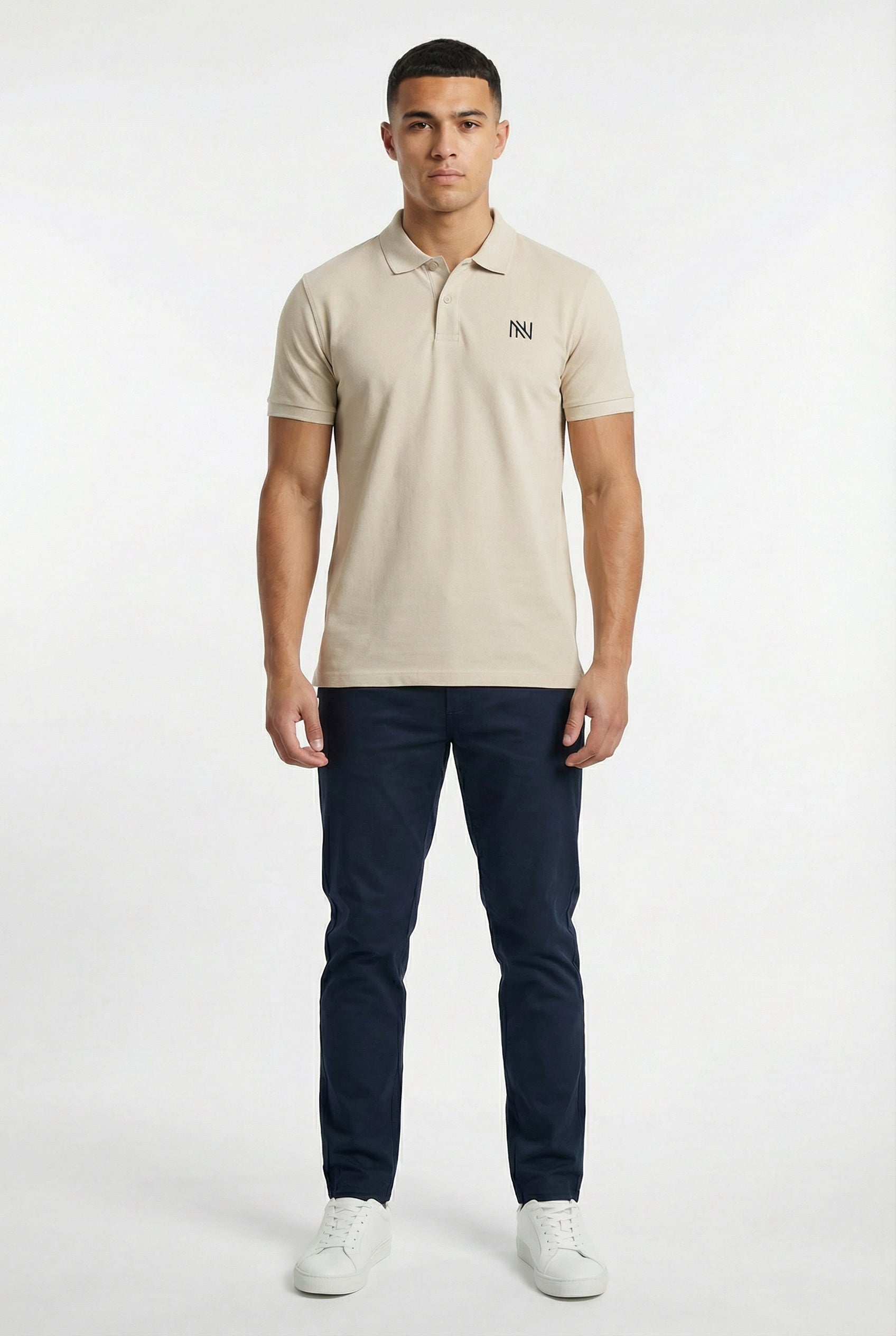 NN Prime Polo Shirt — Stone (Light) — Indoor Shot