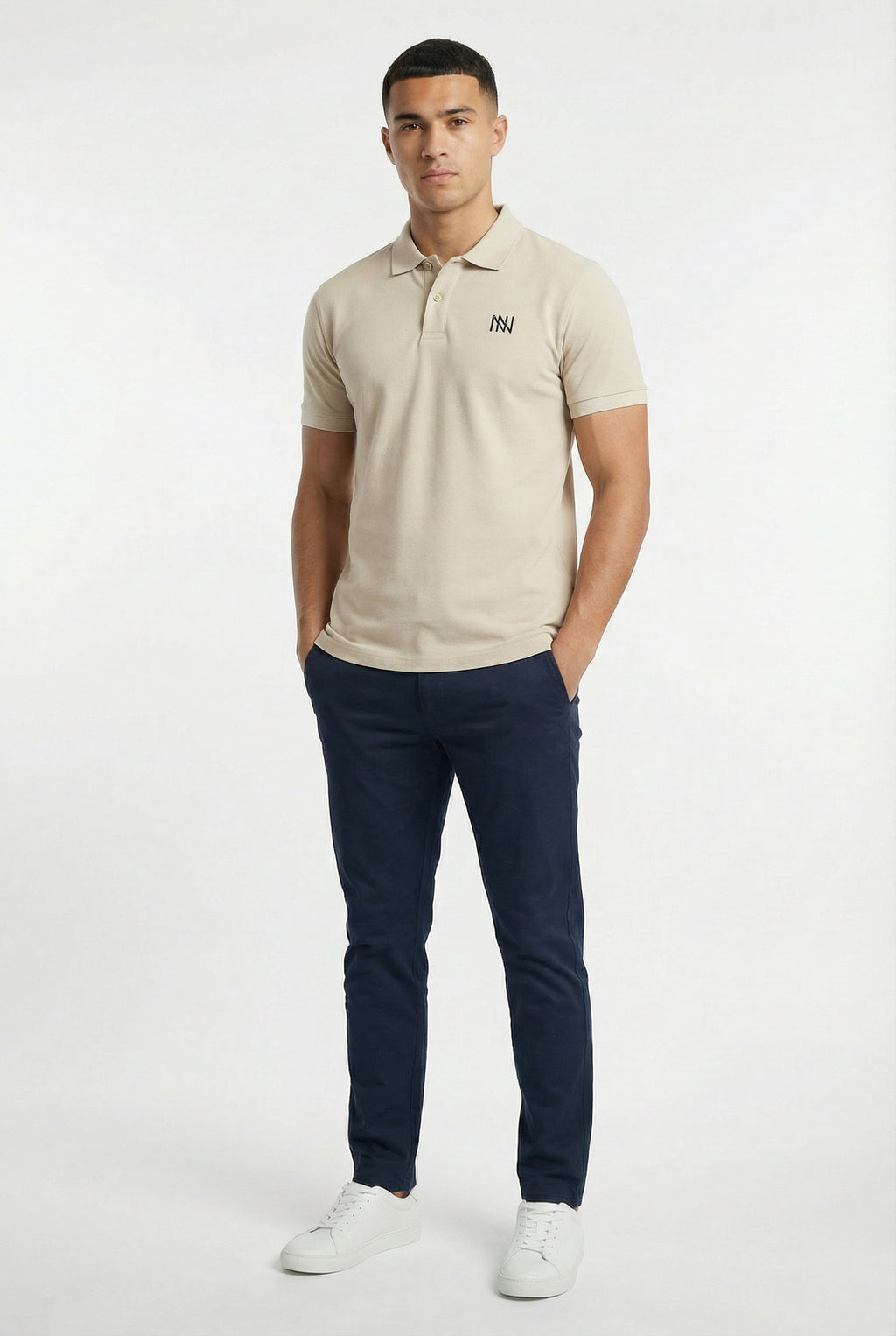 NN Prime Polo Shirt — Stone (Light) — Indoor Shot
