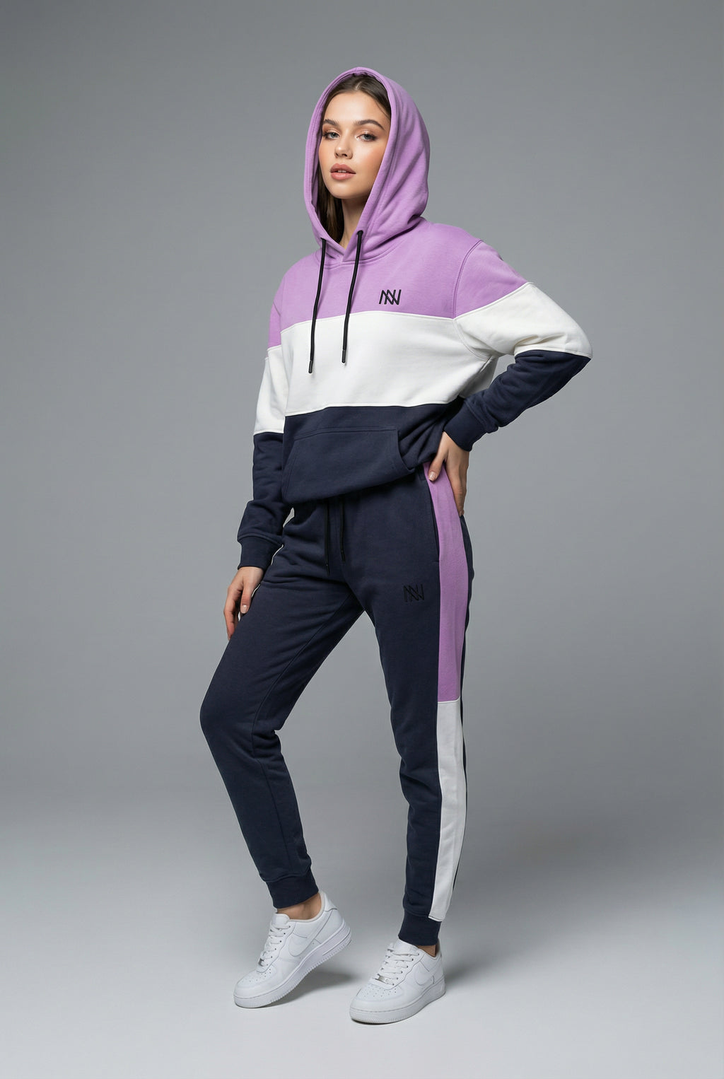 NN Prime Colour-Block Tracksuit — Purple/White/Navy (Women's)