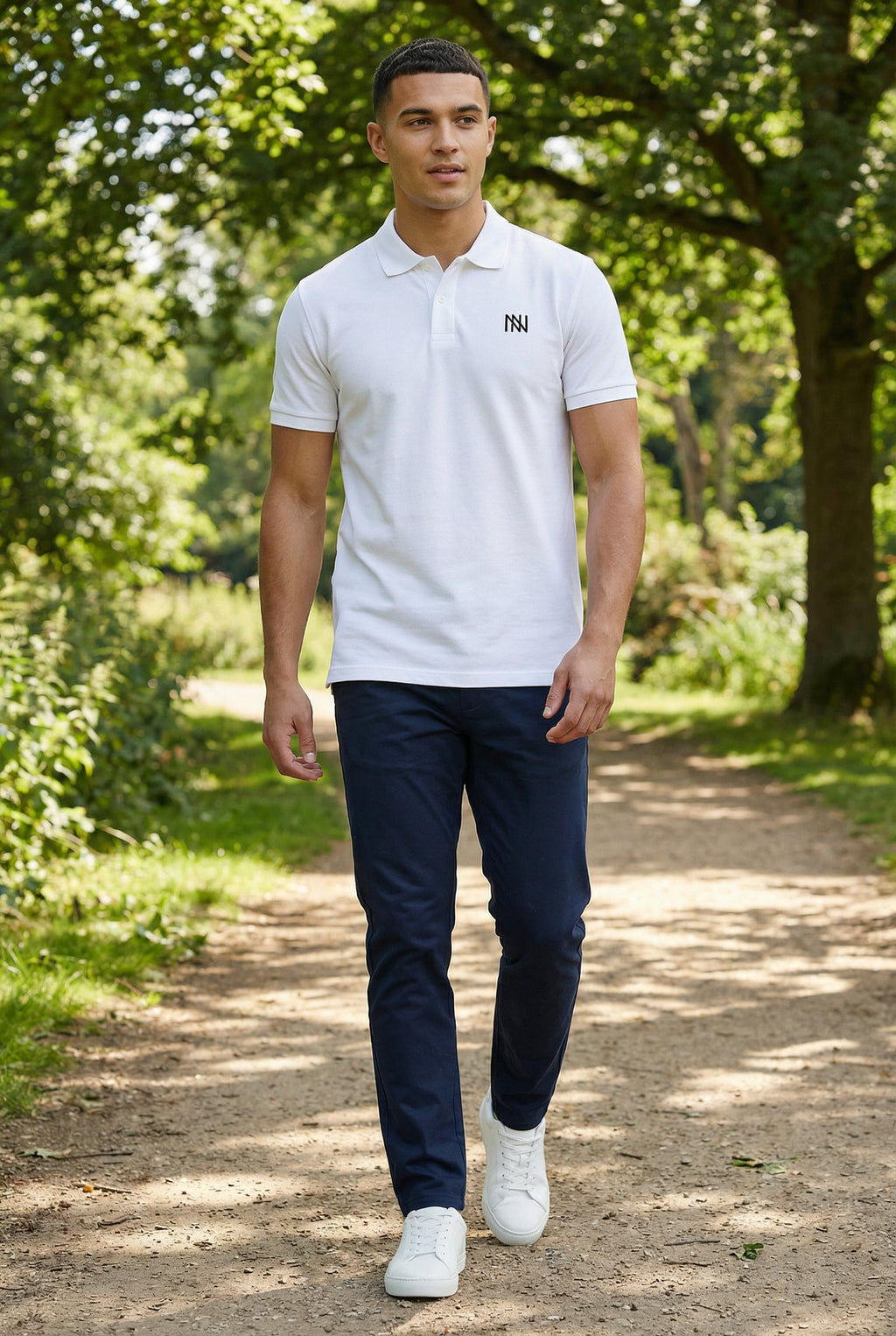 NN Prime Polo Shirt — White — Outdoor Shot