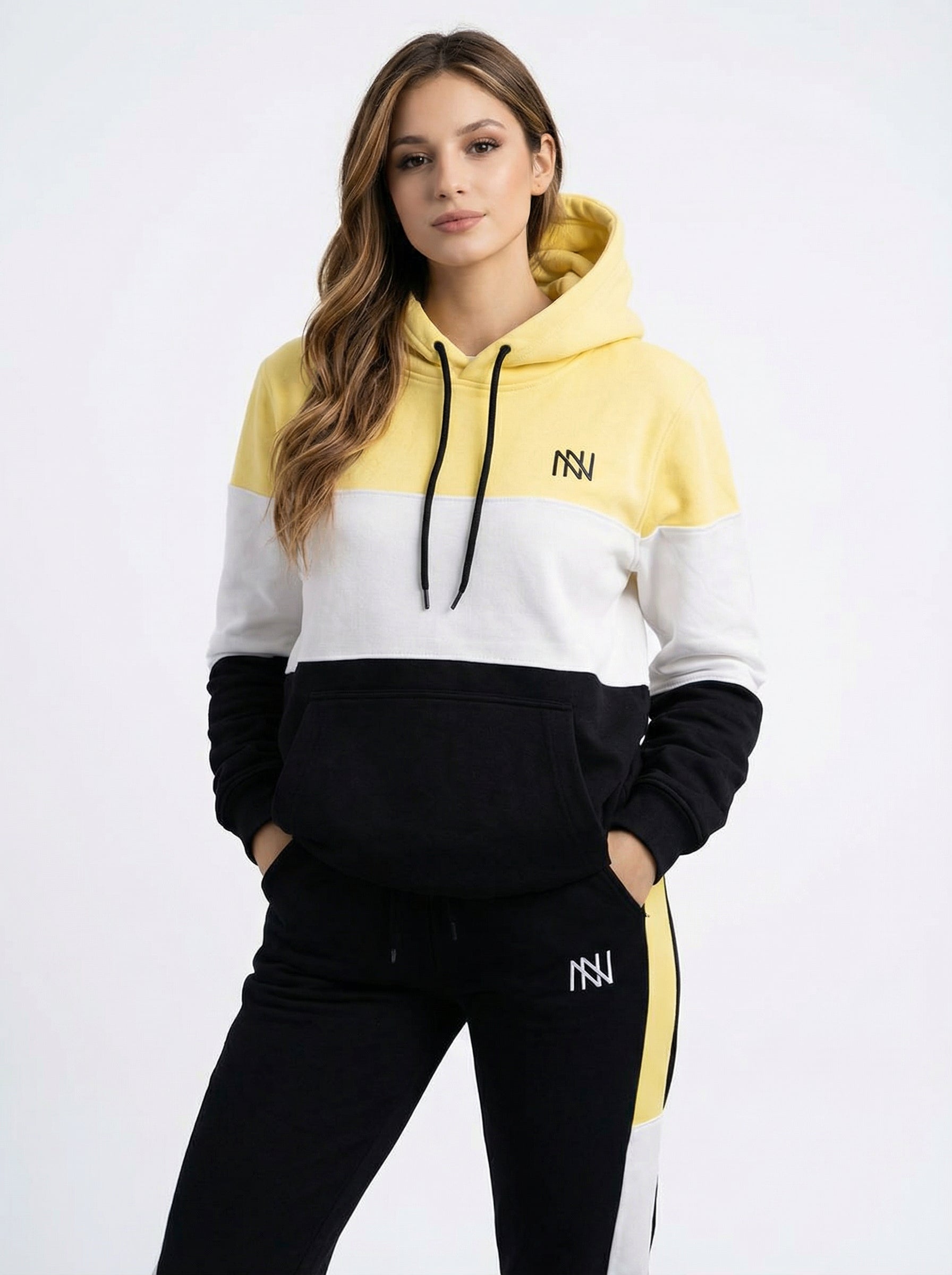 NN Prime Colour-Block Tracksuit — Yellow/White/Black (Women's)